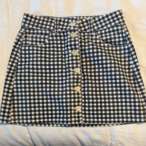 Reformation Gingham Black and White Mini Skirt